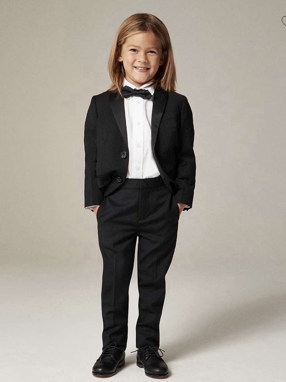 Boys’ Slim Ludlow Tuxedo Pants in Italian Wool by Crewcuts
